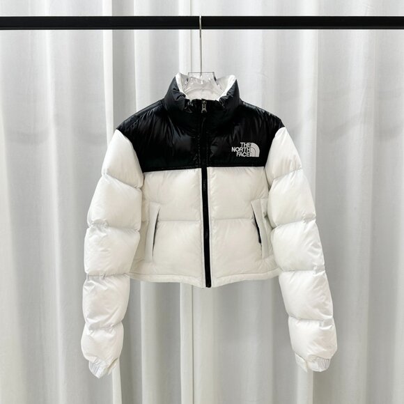 The North Face Cropped Nuptse Jacket (Black-White) - Picture 1 of 6